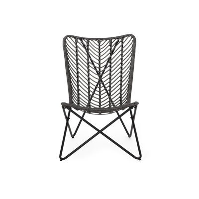 Chaises d'appoint d'extérieur grises, base géométrique, l 24,68 x P 34,48 H 34,79 H, capacité de 400 lb, chaises de patio confortables