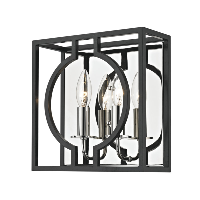 Plafonnier encastré 2 lumières Octavio, Fer vieilli / nickel poli