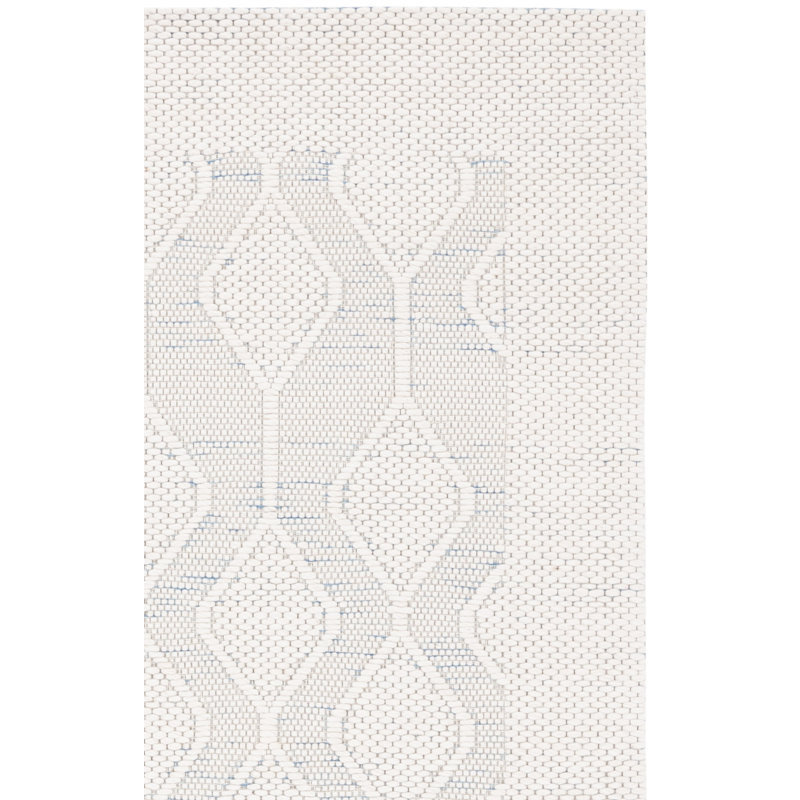 Tapis blanc en laine / polyester tissé à la main Manya, Rectangle 8 pi x 10 pi