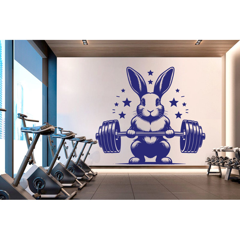 Rabbit Gym Wall Decor Rabbit Fitness Wall Art Gym Decals Wall Decal, H 25 po x l 22 po, Menthe