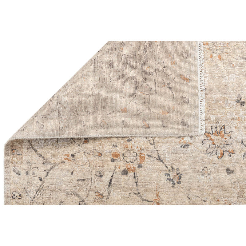 Hand Knotted Oriental Area Rug in Ivory/Gray/Orange, Rectangle 12' x 15'