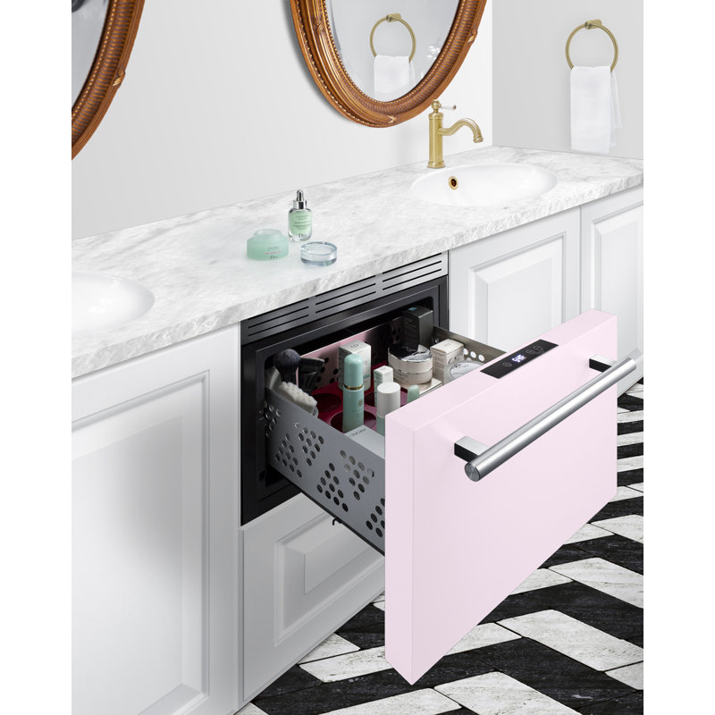 Summit Appliance 18" Wide Built-In BeautiFridge Cosmetics Refrigerated Drawer, Pink