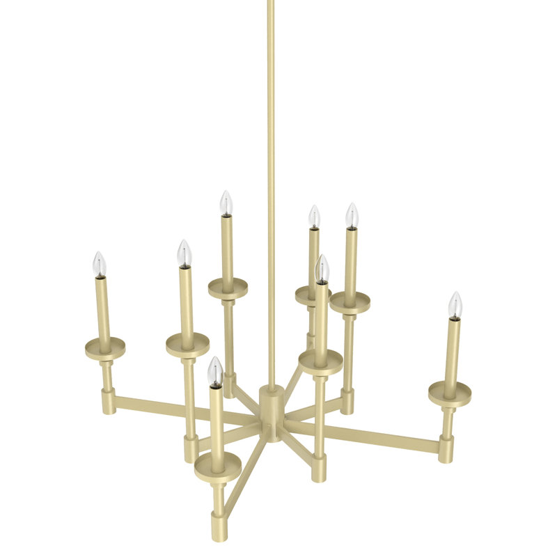Briargrove 8 - Light Candle Style Classic / Traditional Chandelier, Modern Brass