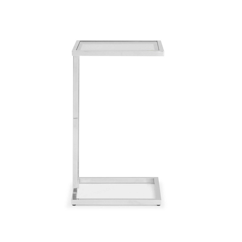 Vienna Pull Up Table - Glass Top, Polished Stainless Steel