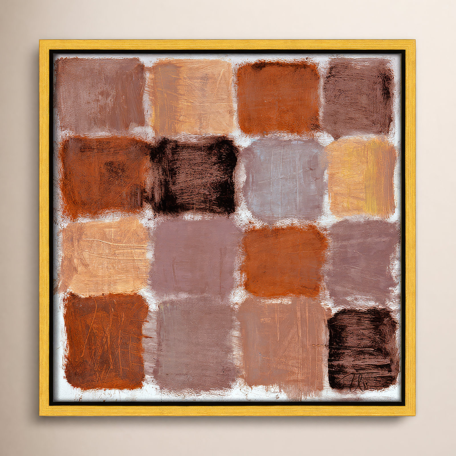 Powder Room Spice Reflections Print by , 13.5" H x 13.5" W, Gold