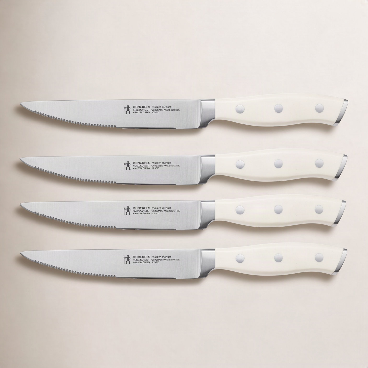 HENCKELS Forged Accent 4-Piece Steak Knife Set, White