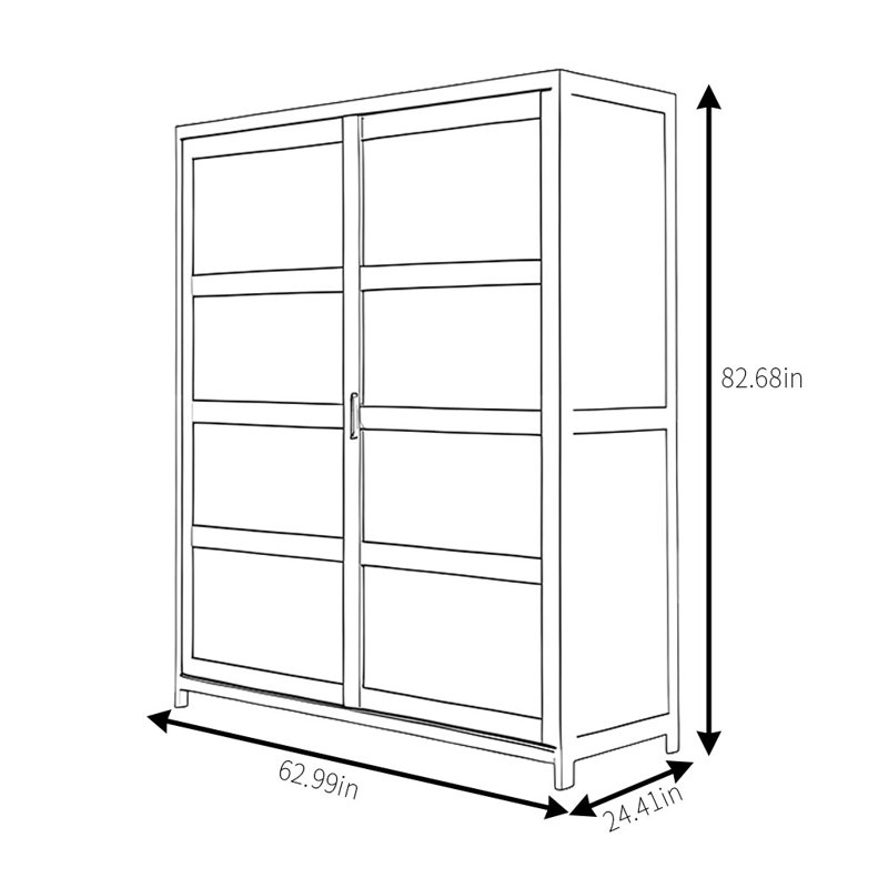 Vintage Practical Classic Wardrobe, 82.68" H x 62.99"W x 24.41" D, Burlywood