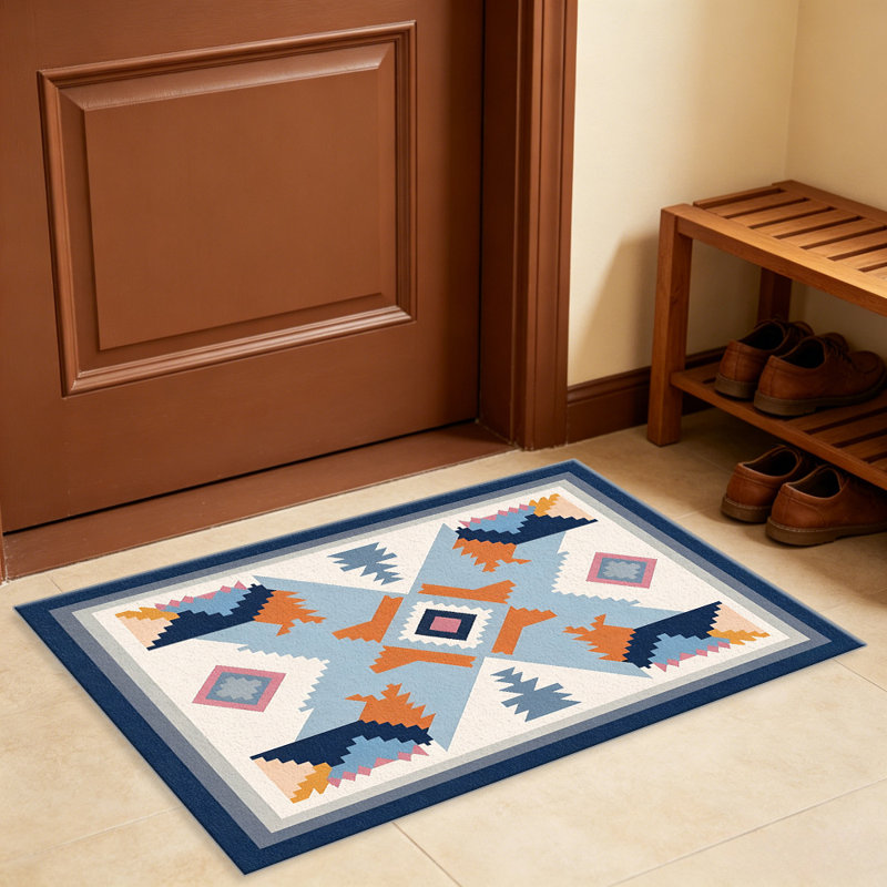 Southwest Kilim Blue area rugs for Living Room, Soft and Comfortable, Suitable for all seasons, easy to maintain, machine washable Indoor floor mat, Under Table Farmhouse suitable for Bedroom, Dining Room, Study, Patio, Balcony, Home Decor