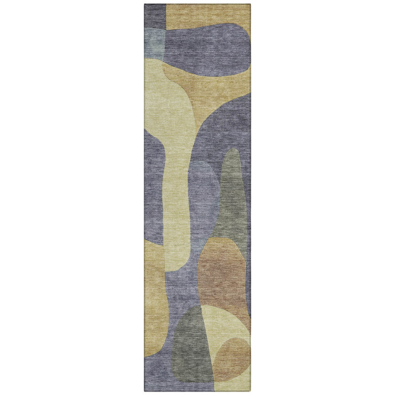 Machine Washable Indoor/Outdoor Xhevrie Purple Rug, Runner 2'3" x 7'6"