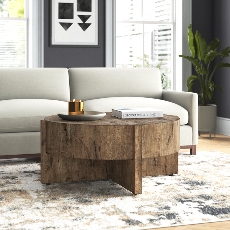 Bingham Coffee Table, Rustic Oak Veneer, 17.75"H x 41.5"W x 41.5"D