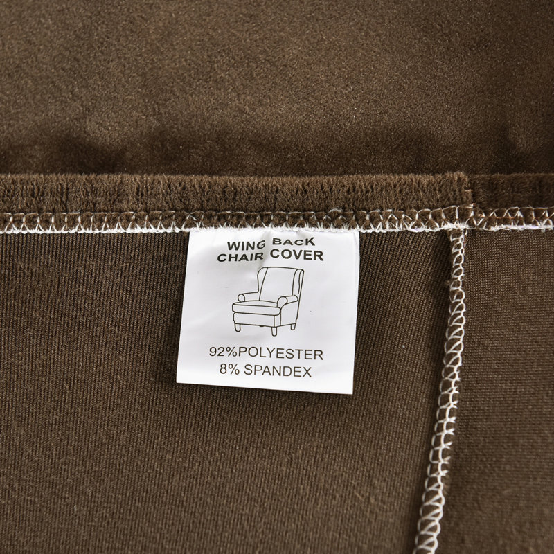 Housse pour fauteuil à oreilles extensible 2 pièces en velours doux, Café