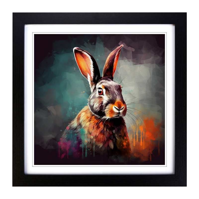 Rabbit Digital No.8 - Single Picture Frame Print on Wood, Black