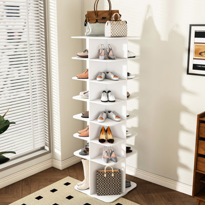 Étagère à 7 chaussures, rangement American Design, armoire tournante blanche 7, pour 28 paires