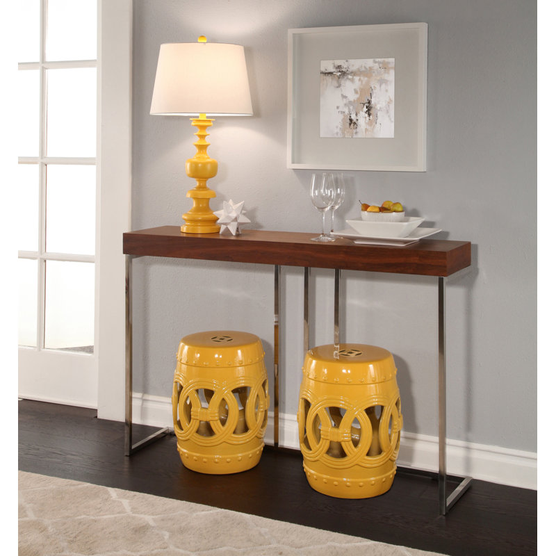 Table de bout en céramique Holbeach, Jaune