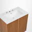 Meuble-lavabo simple 29,9 po avec comptoir en céramique, rangement pour armoire, tablette ajustable en forme de U, porte à rainure, style campagne moderne, salle de bain