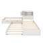 Structure de lit simple en L avec lit gigogne et tiroir en L, lit plateforme en coin bas 3-en-1 avec bureau intégré-35208884