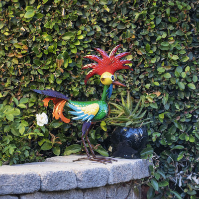 Statue coq tropical en métal déjantée Mckenzie