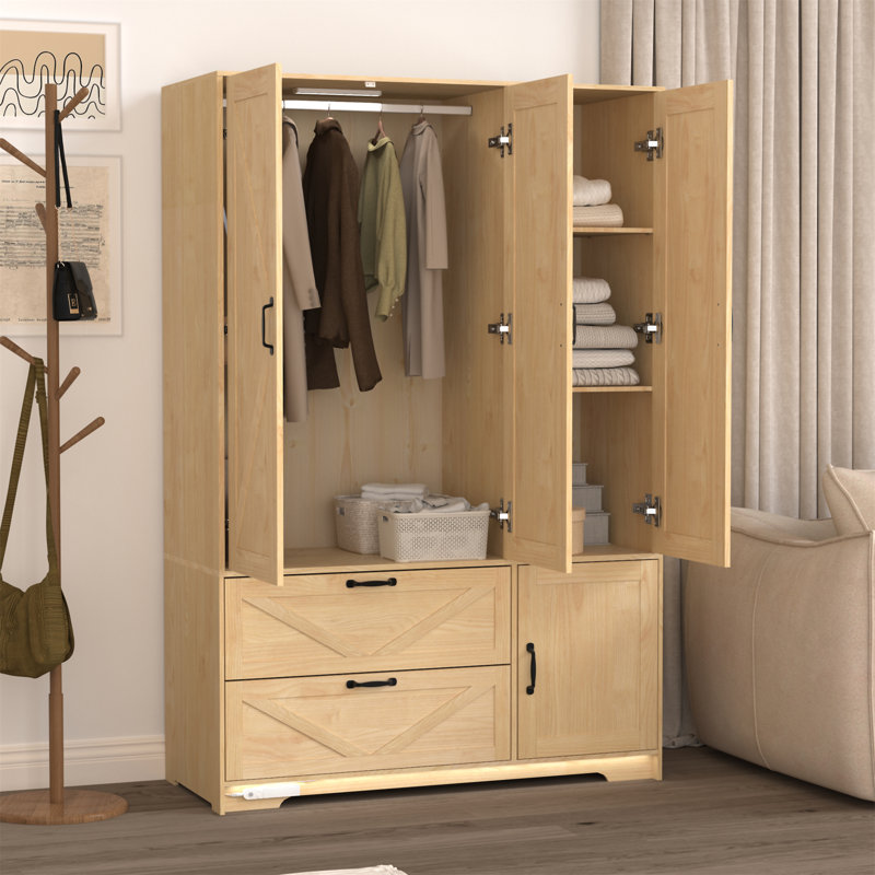 Garde-robe 4 portes avec miroir