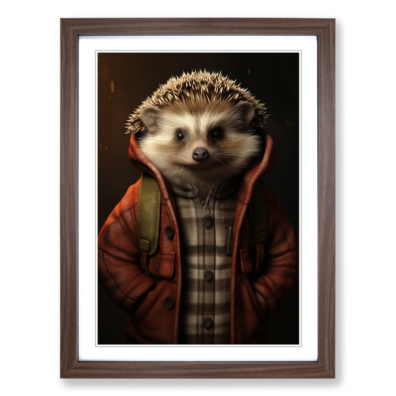Hedgehog Tachisme - Framed Print, Walnut, 64cm H x 46cm W x 2cm D