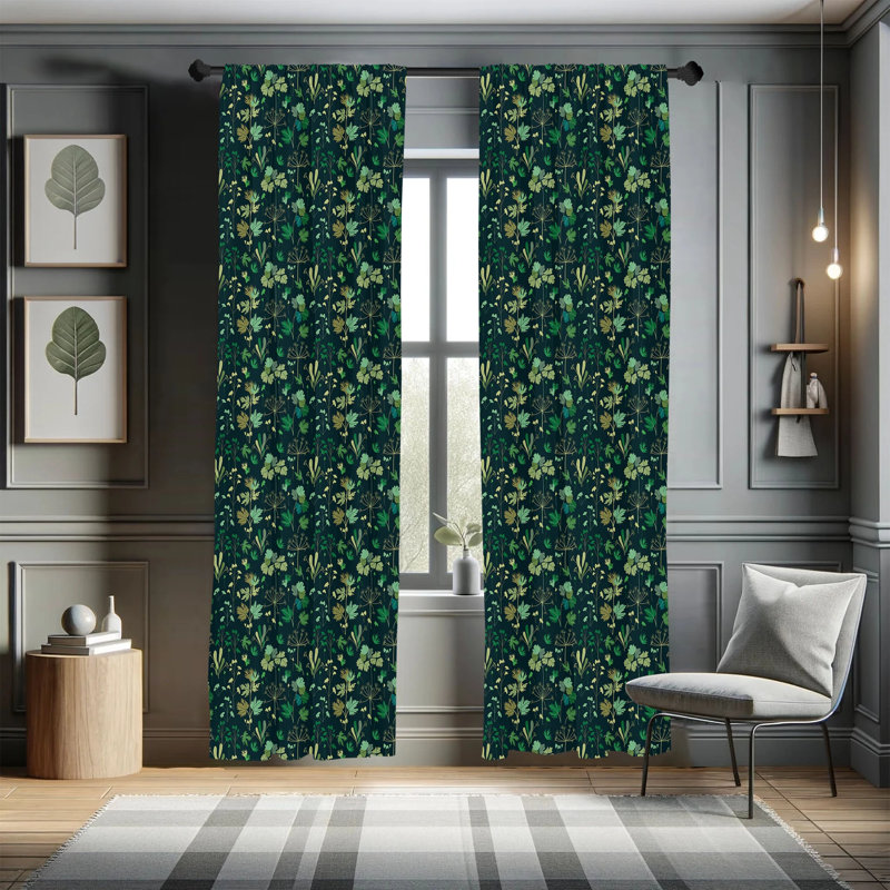 Floral Semi-Sheer Rod Pocket Curtain Panels, 28" x 63"
