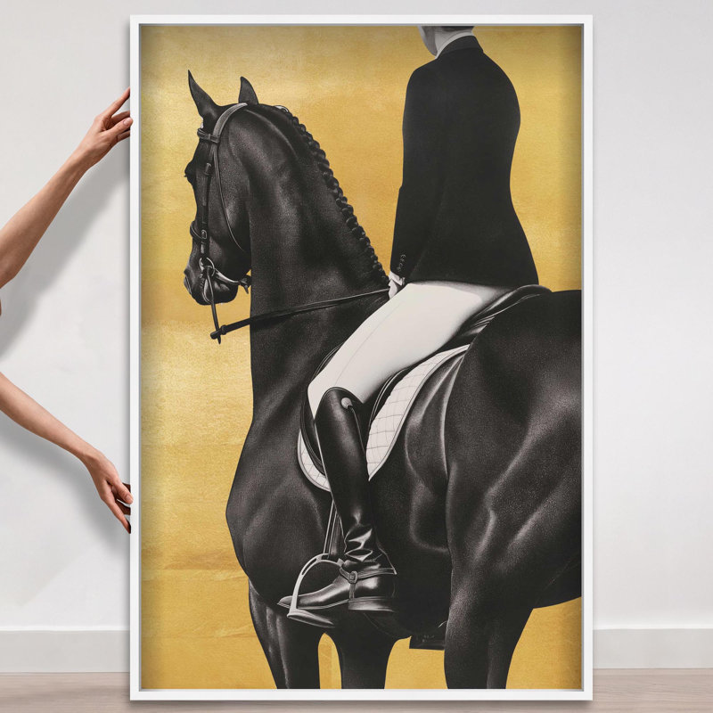 Oliver Gal Taming the Rhythm Gold II Horse - Leaf Framed Shadowbox Art, 56" H x 38" W, White