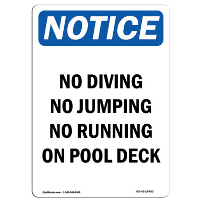 No Diving No Jumping No Running Sign