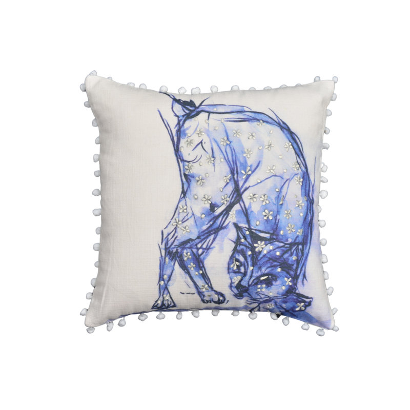 Coussin décoratif (chat) bleu 18 po x 18 po Chicos Home