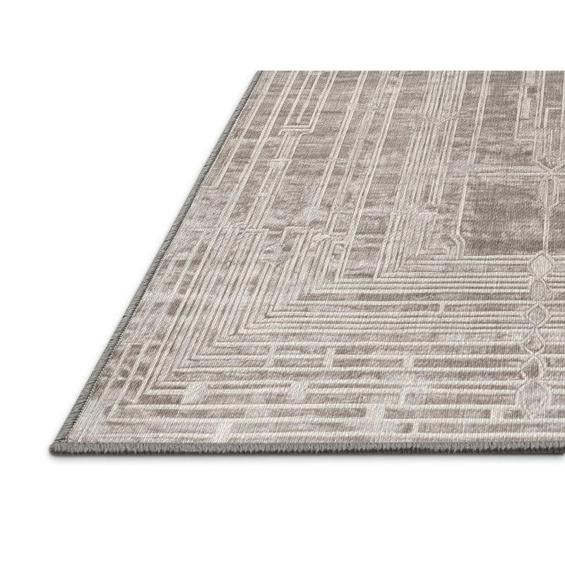 Machine Washable Gray Area Rug, Square 4'