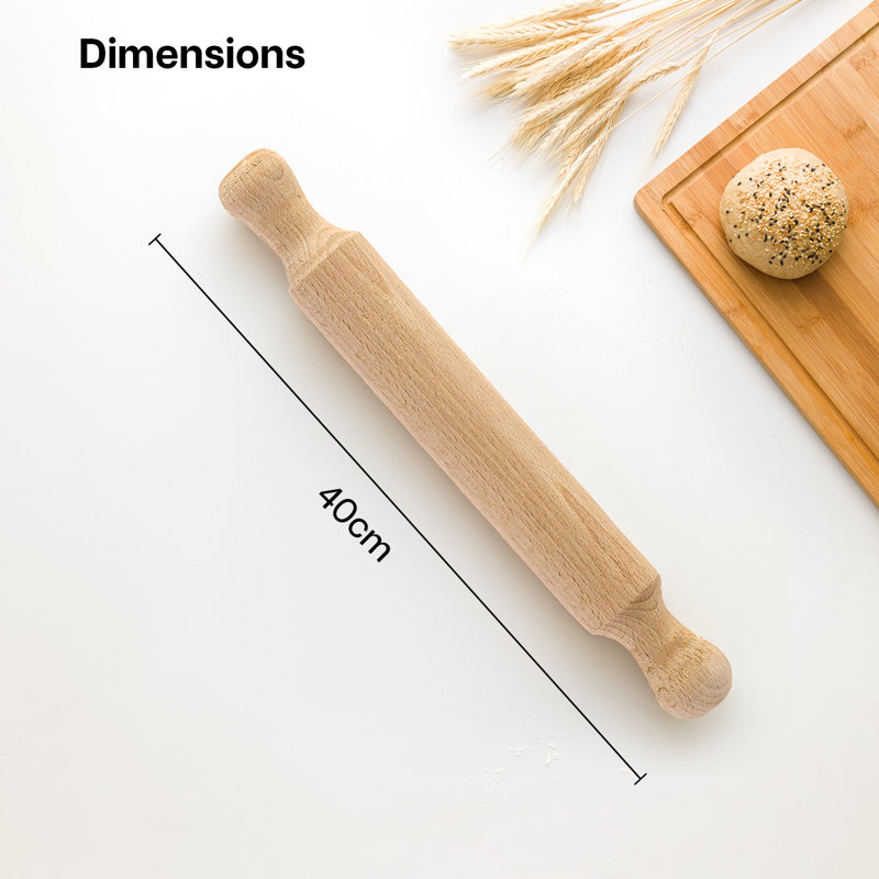 Besto Wood Rolling Pin, 40cm H x 3.5cm W x 3.5cm D