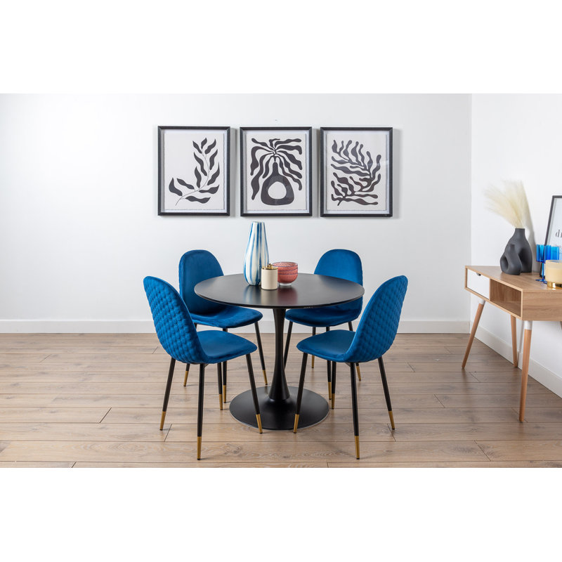Chaise d'appoint capitonnée en velours, Bleu