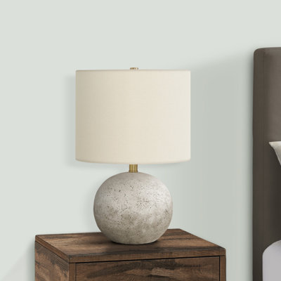H 20 po, lampe de table, béton gris, abat-jour ivoire / crème, illuminez votre bureau, votre salon ou votre chambre à coucher, lampe de table