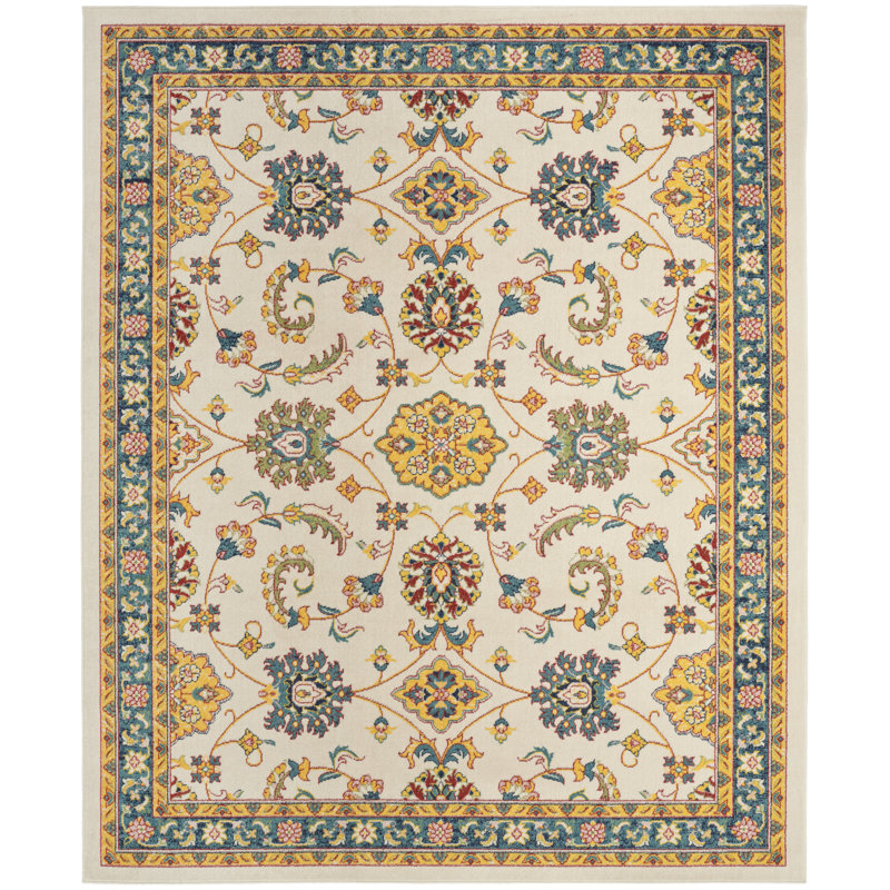Nourison Essentials Ivory/Gold Indoor/Outdoor Area Rug, Rectangle 5' x 7'