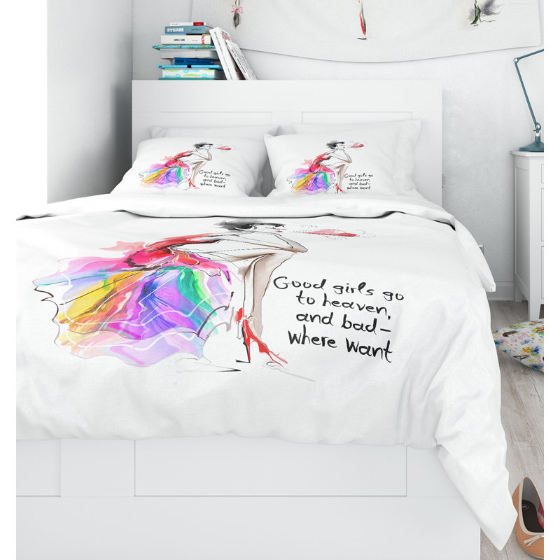 Ensemble de housse de couette designart pretty mode, Housse de couette grand + 2 taies décoratives