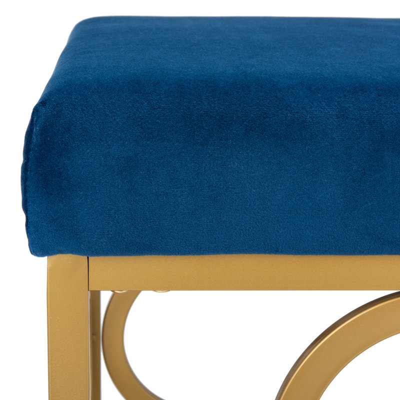 Rainn Velvet Ottoman, Navy