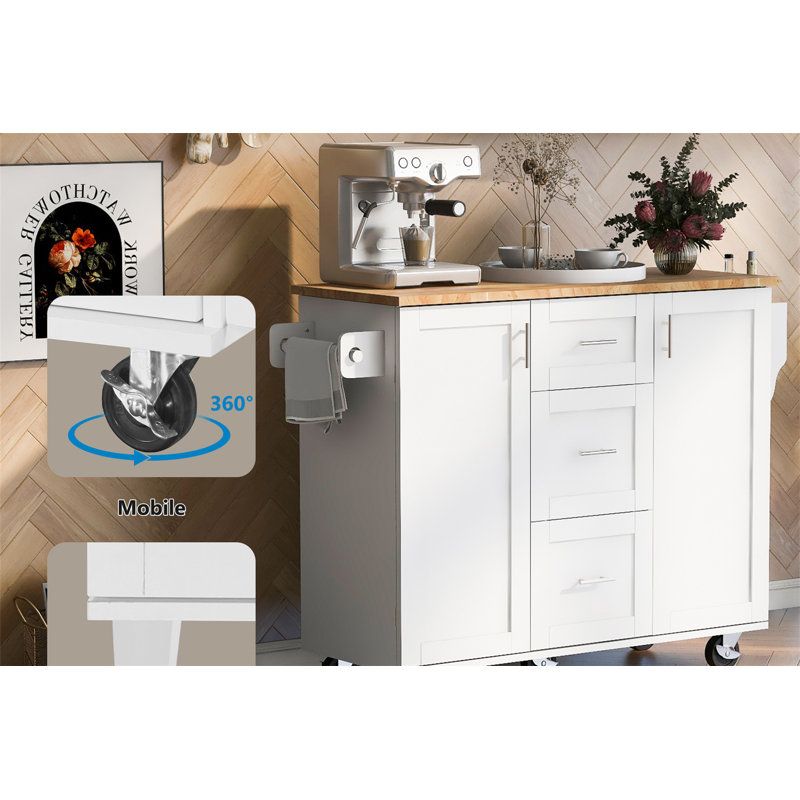 Burnetta Kitchen Island, White