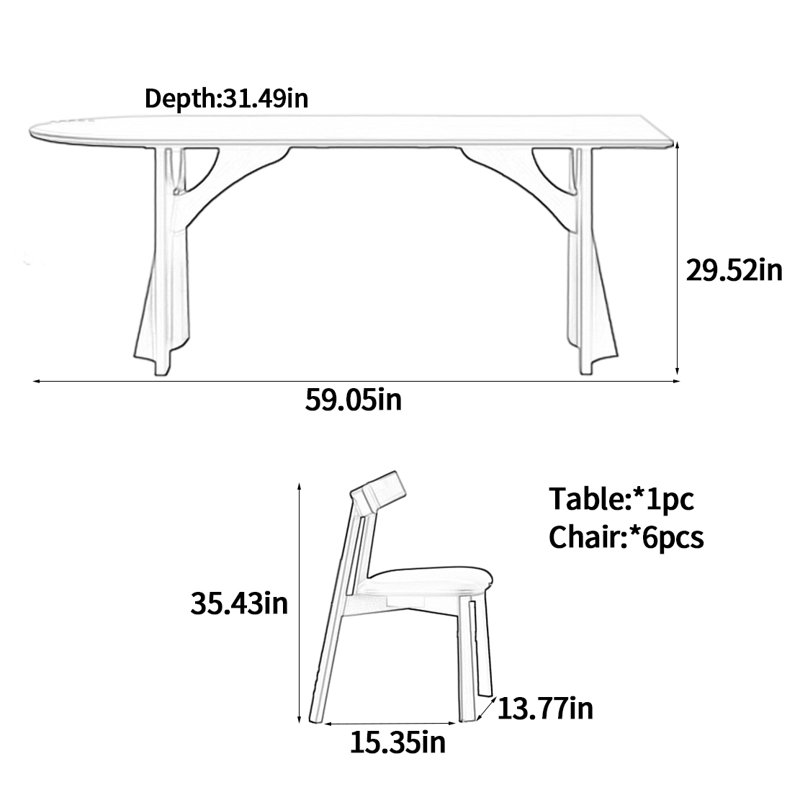 Table de salle à manger semi-circulaire, H 29,52 po x L 59,05 po x l 31,49 po