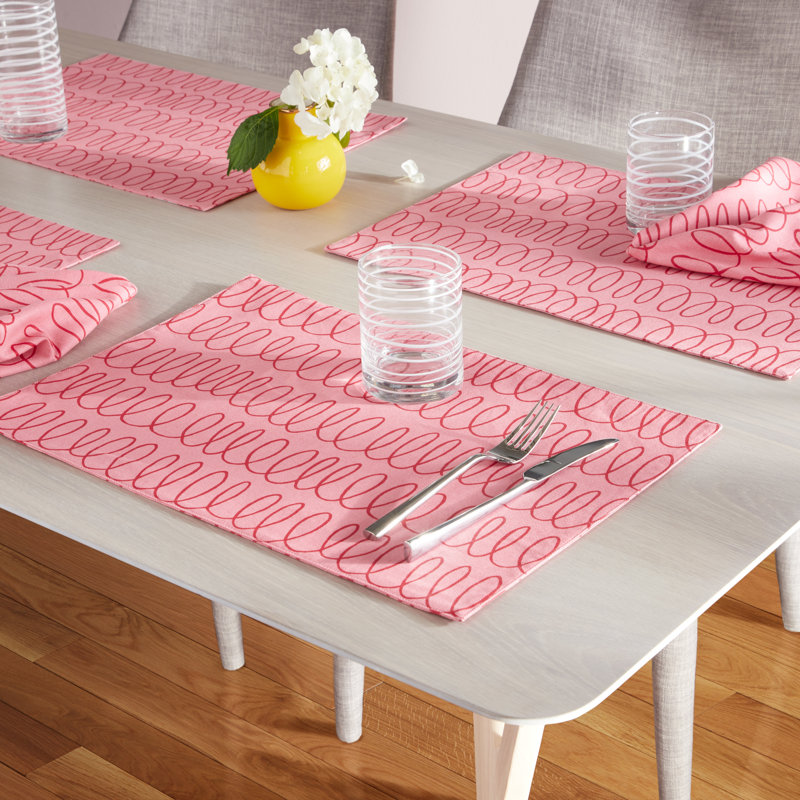 Loop And Dot 100% Cotton Rectangle, Pink Blush