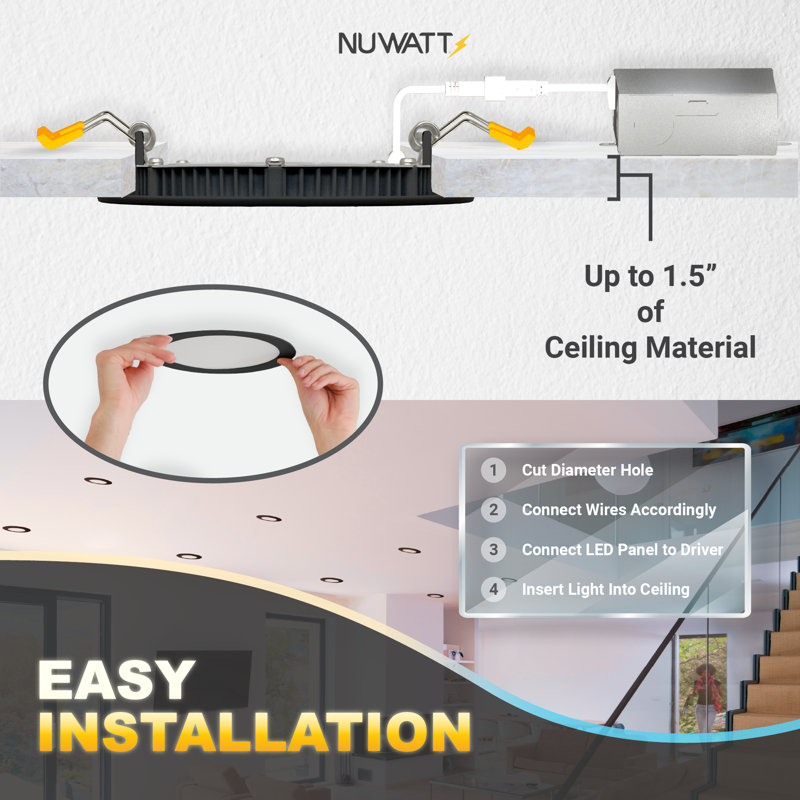 Luminaire encastré à DEL à intensité variable de 4 po à DEL sans culot de 5 W à culot variable de 27 W à 50 K et calibre 630LM