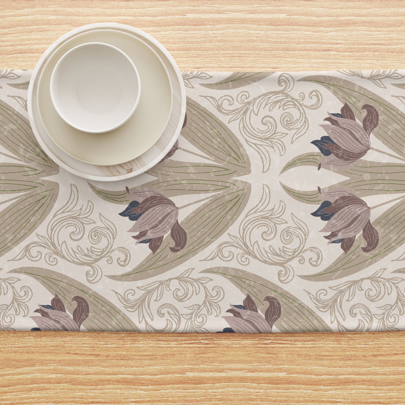 Table Runner, 100% Cotton, Floral 57, 108" x 16"