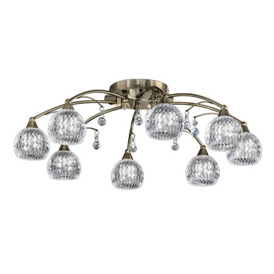 Glass and Crystal Semi Flush Mount