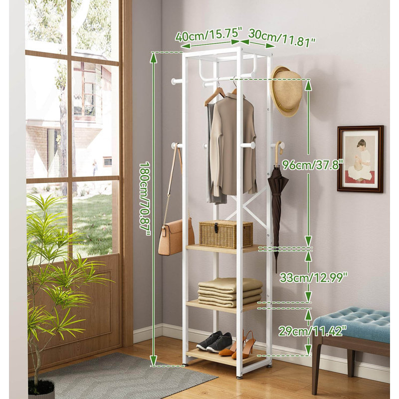 Freestanding 8 - Hook Coat Rack, White