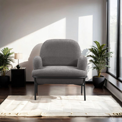 Fauteuil à oreilles élégant, gris, 33,5 po x 31,5 po x 20,9 po | Structure 100% contreplaqué, tissu 100% Teddy, facile à nettoyer, ressort en zigzag, pieds en métal | Sièges confortables pour le salon et le bureau