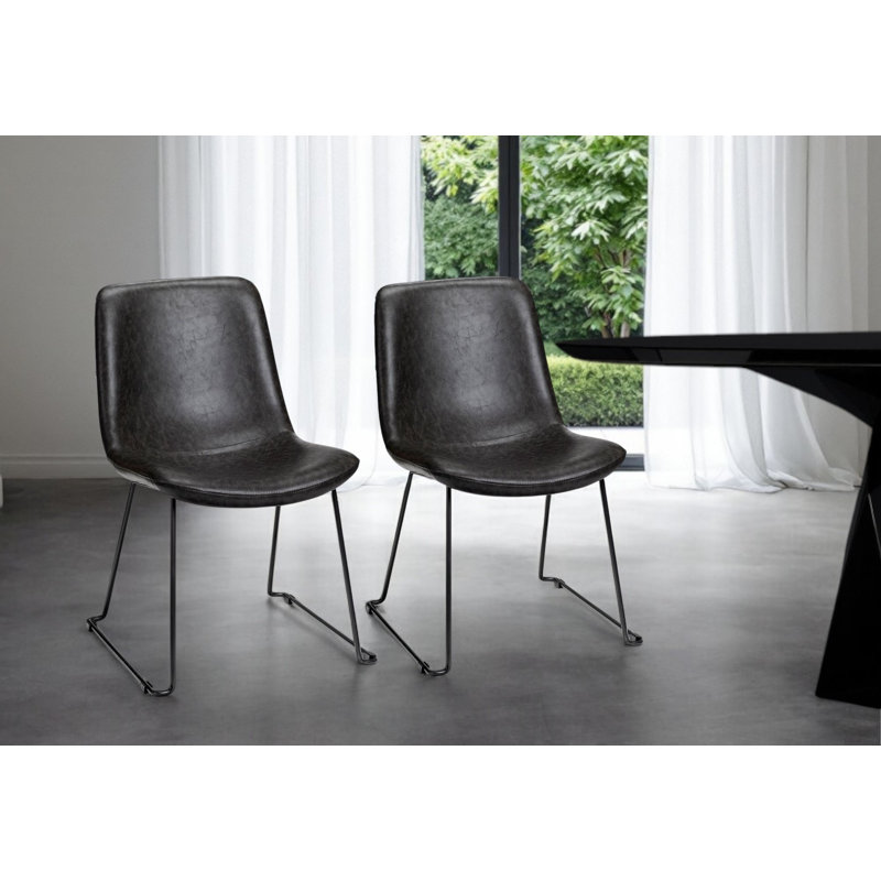 Ensemble de deux chaises d'appoint rembourrées en similicuir noir
