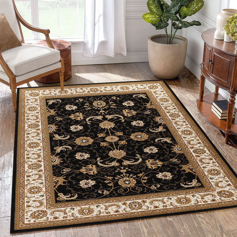 Manchester Area Rug, Rectangle 7'10" x 10'6", Black/Ivory