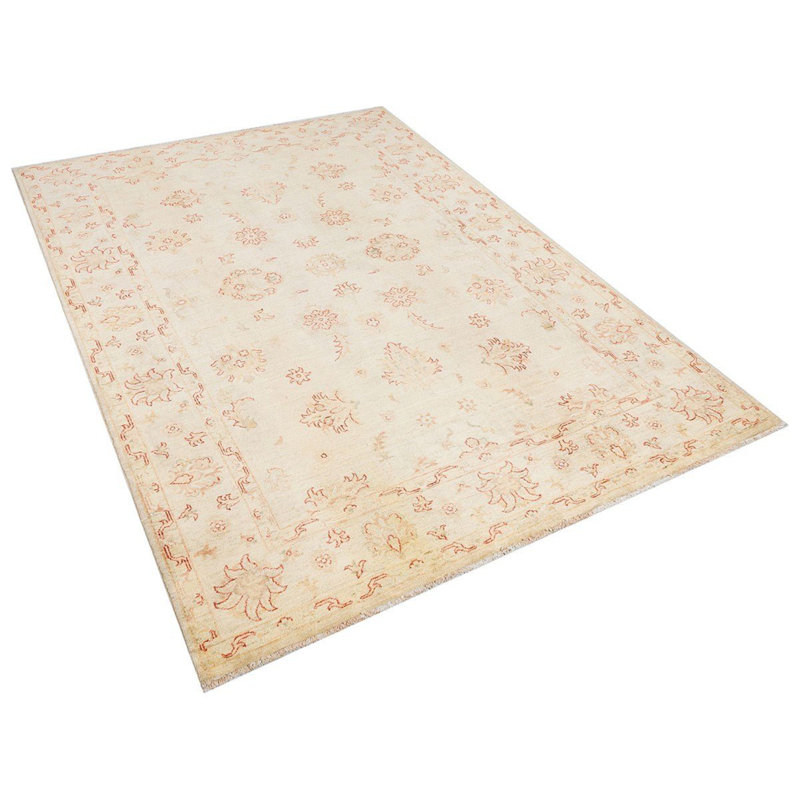 Jylène floral tissé à la main beige 100% laine oriental