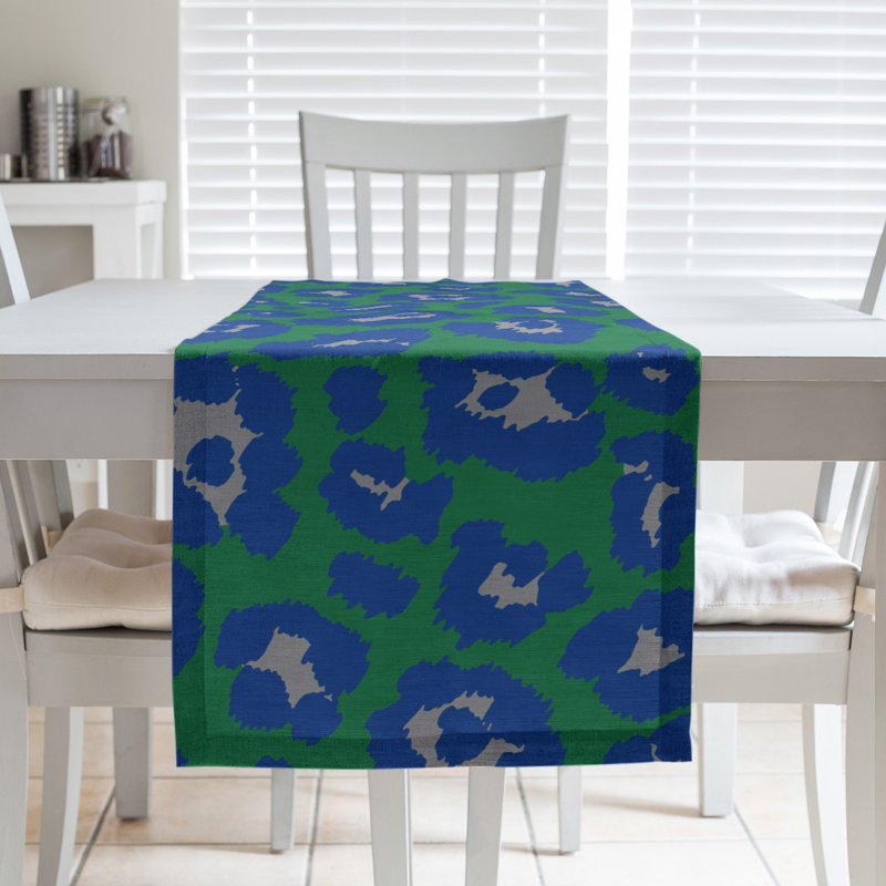 Chemin de table à imprimé animalier, Vert, 72 po x 16 po