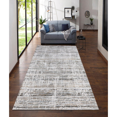Tapis abstrait gris tissé à la machine Fokko