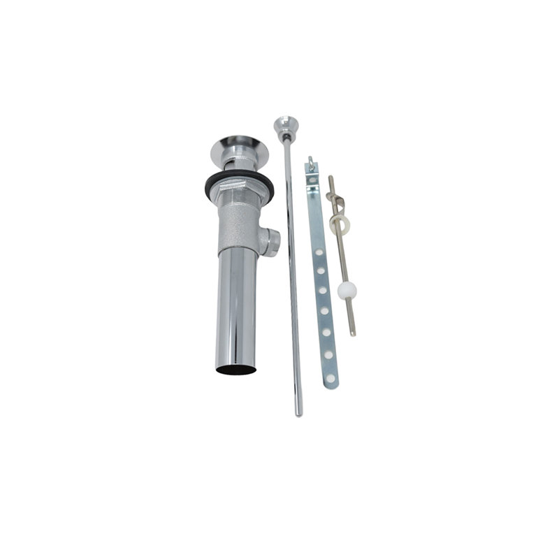 Drain escamotable pour lavabo avec bonde en laiton massif et tuyau de 1,25 po par Strom Living, Chrome chrome