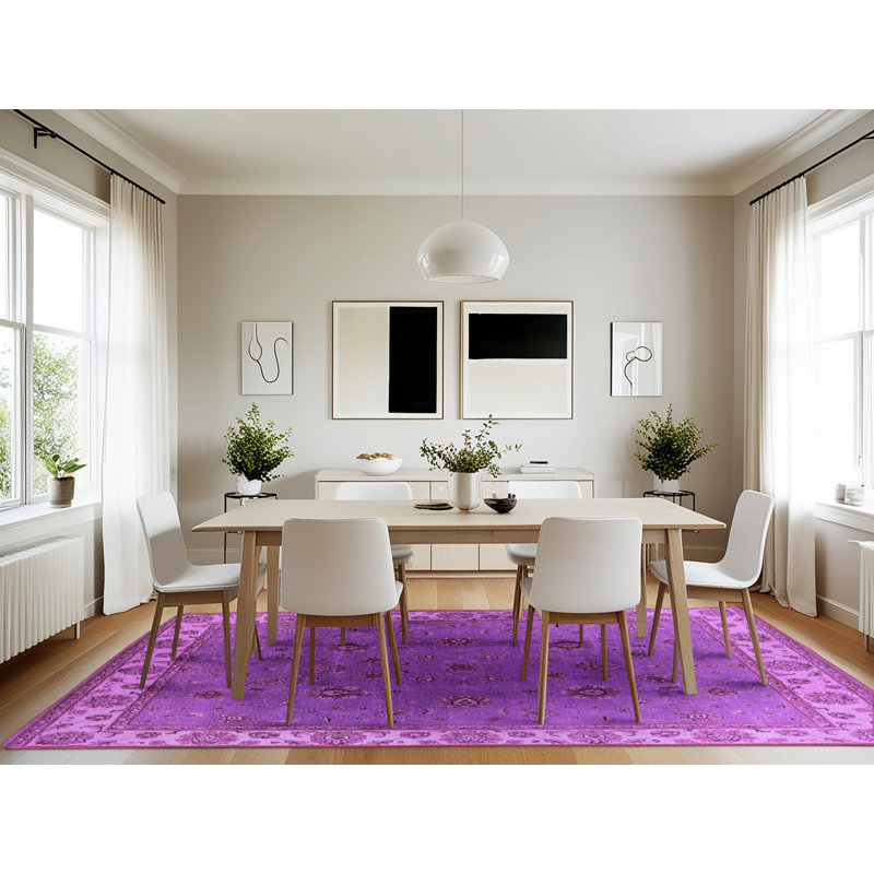 Tapis mauve lavable à la machine Lekeysha, Rectangle 7 pi x 10 pi