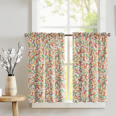 Rideau de café floral sur mesure en mélange de coton l 27 po